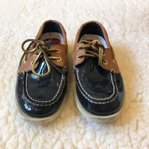 Classic Top Sider Navy Patent & Brown Leather